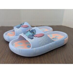 Disney Lilo & Stitch Slip On Sandals Slides Womens 6 Blue 3D Character Beach